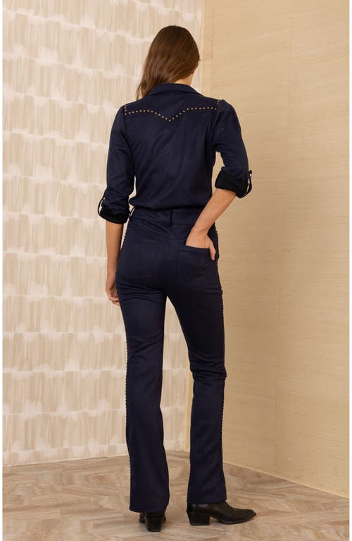 Hale Bob Ocean Suede Pant In Blue