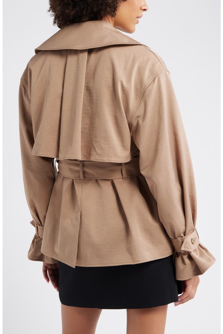 Exaggerated Crop Trench Coat, Alternate, color, TAN PORTABELLA