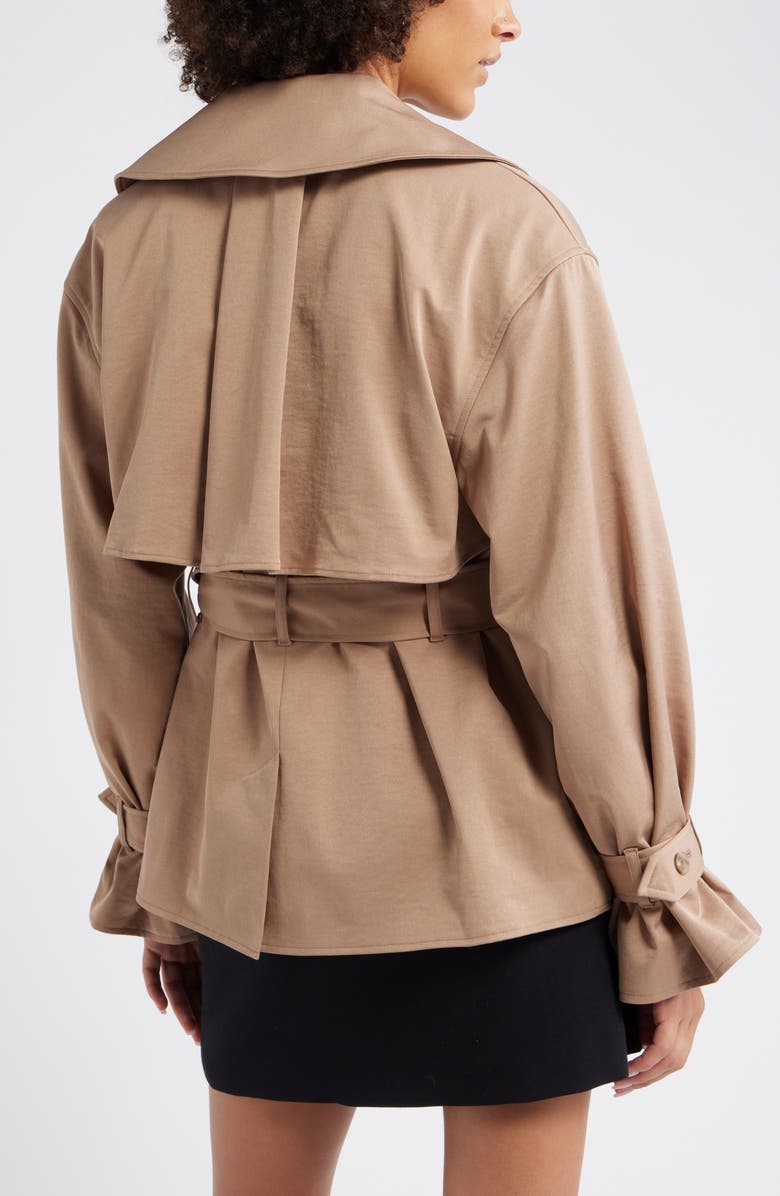 Open Edit Exaggerated Crop Trench Coat, Alternate, color, Tan Portabella
