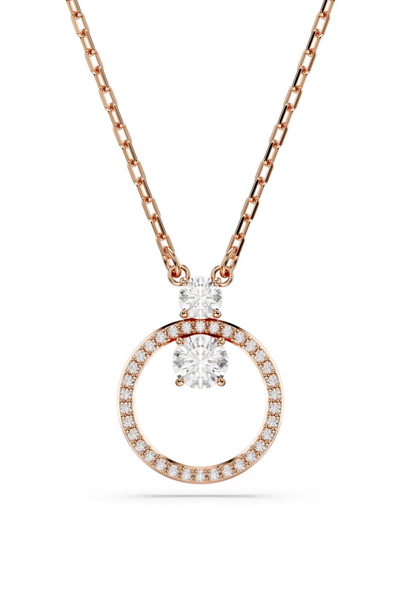 Swarovski Constella Pendant Necklace, Main, color, Rose Gold