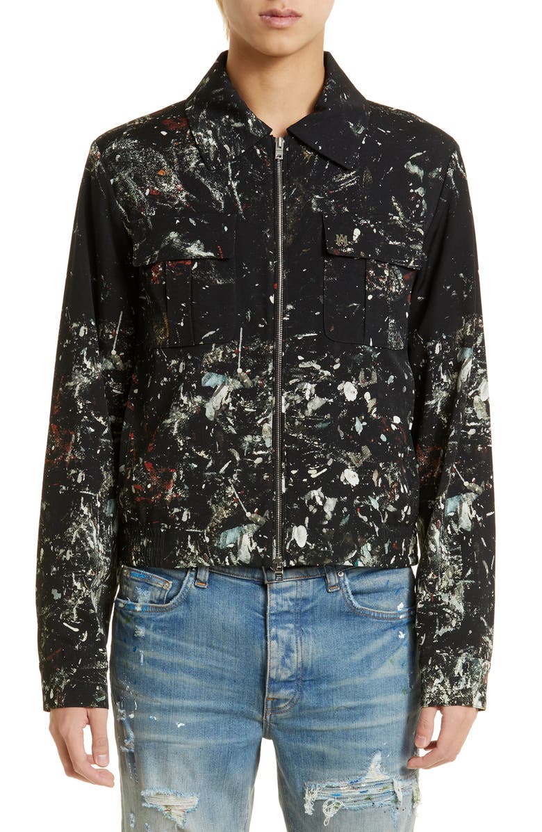 AMIRI Paint Splatter Wool Blend Jacket, Main, color, 