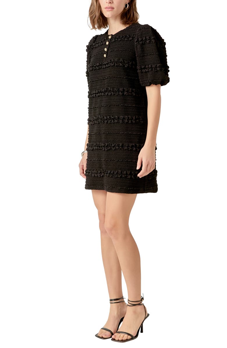 English Factory Smocked Minidress, Alternate, color, Black