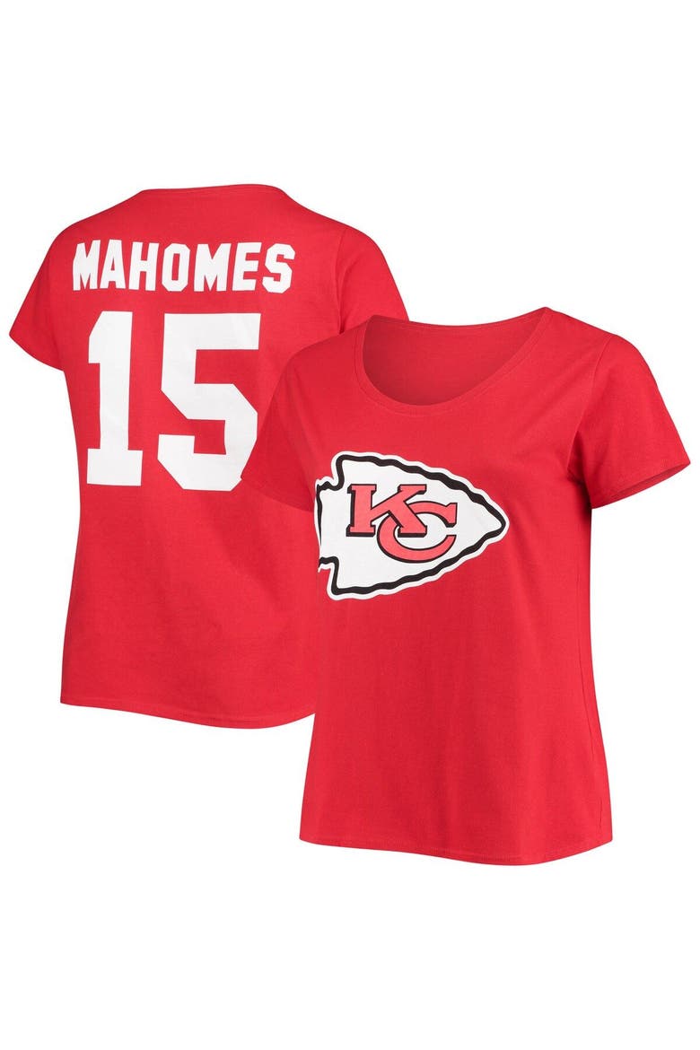 Women's Patrick Mahomes Red Kansas City Chiefs Plus Size Fair Catch Name & Number Scoop Neck T-Shirt, Main, color, Red
