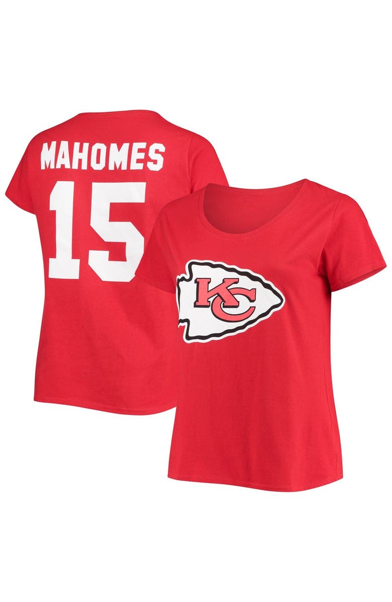 FANATICS Women's Patrick Mahomes Red Kansas City Chiefs Plus Size Fair Catch Name & Number Scoop Neck T-Shirt, Main, color, 