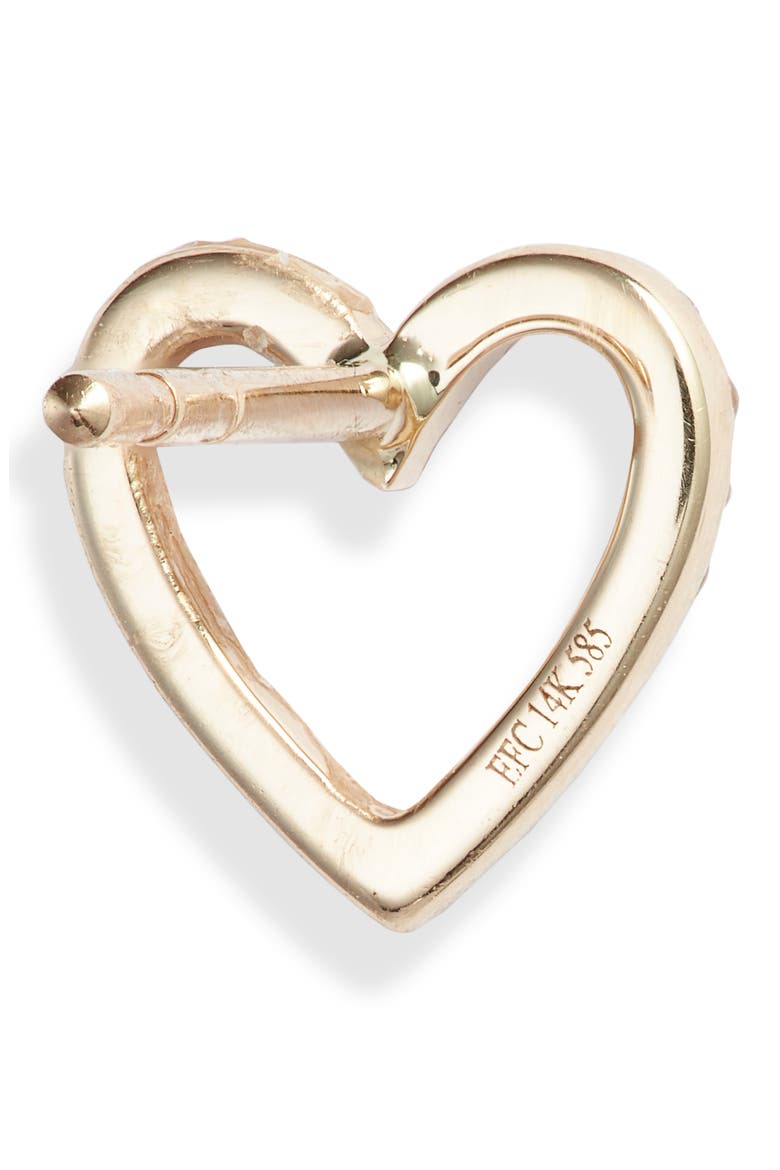 Diamond Open Heart Stud Earrings, Alternate, color, YELLOW GOLD/ DIAMOND