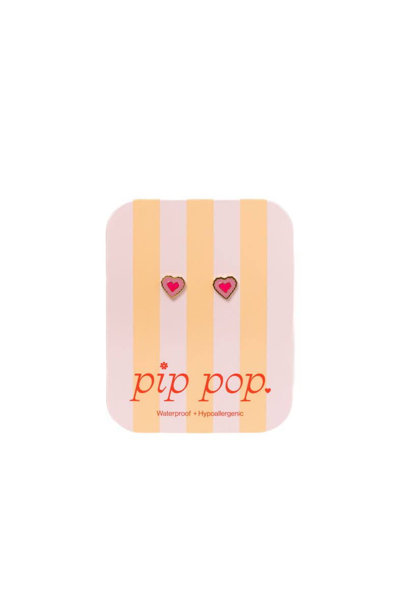 Pip Pop Radiant Heart Stud Earrings, Alternate, color, Pink