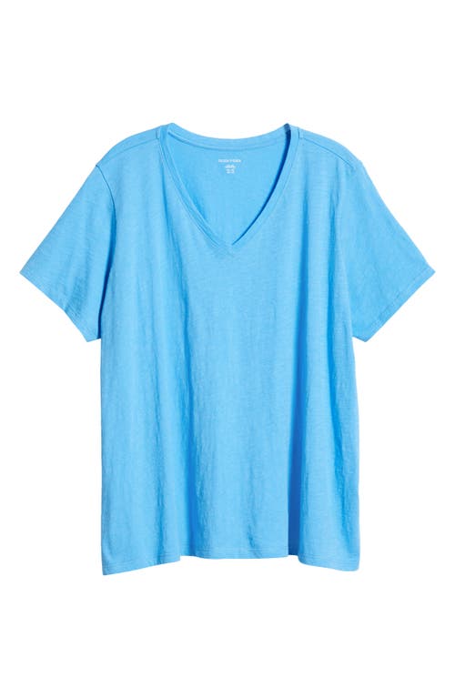 Eileen Fisher Easy V-neck Organic Cotton T-shirt In Azure