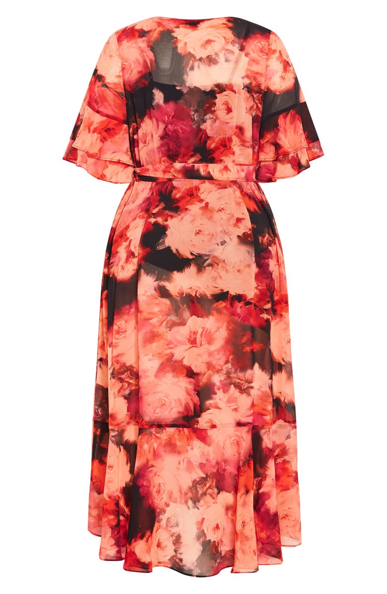 City Chic Hanna Floral Print Wrap Maxi Dress, Alternate, color, Floral