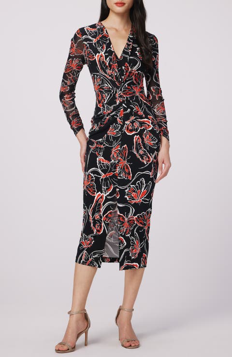 Hades Floral Long Sleeve Midi Dress