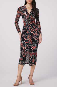 DVF Hades Floral Long Sleeve Midi Dress
