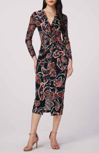 DVF Hades Floral Long Sleeve Midi Dress