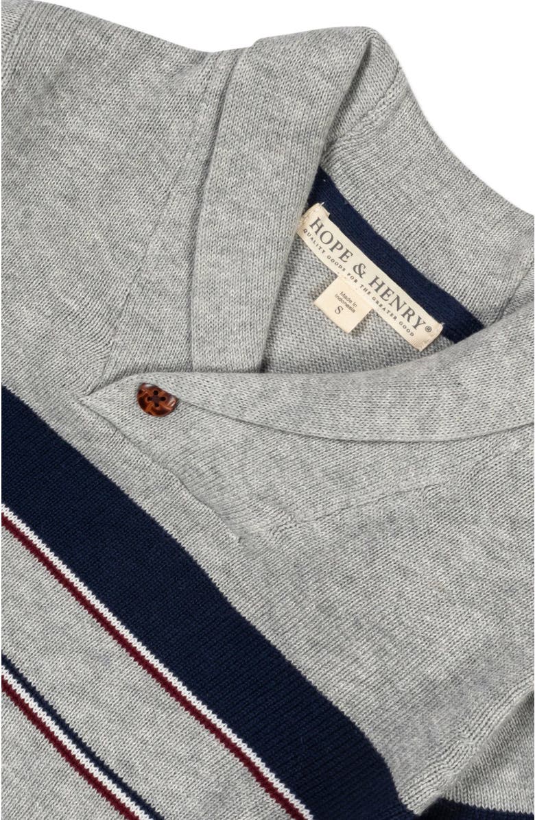 Hope & Henry Baby Boys' Organic Shawl Collar Sweater, Infant, Alternate, color, Gray Heather Academy Stripe