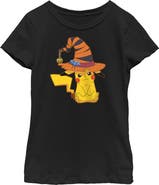 POKEMON Girl's Pokemon Halloween Pikachu Witch Hat  Graphic T-Shirt