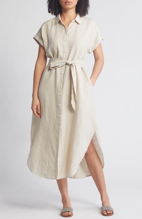 Coastalina Linen Midi Shirtdress