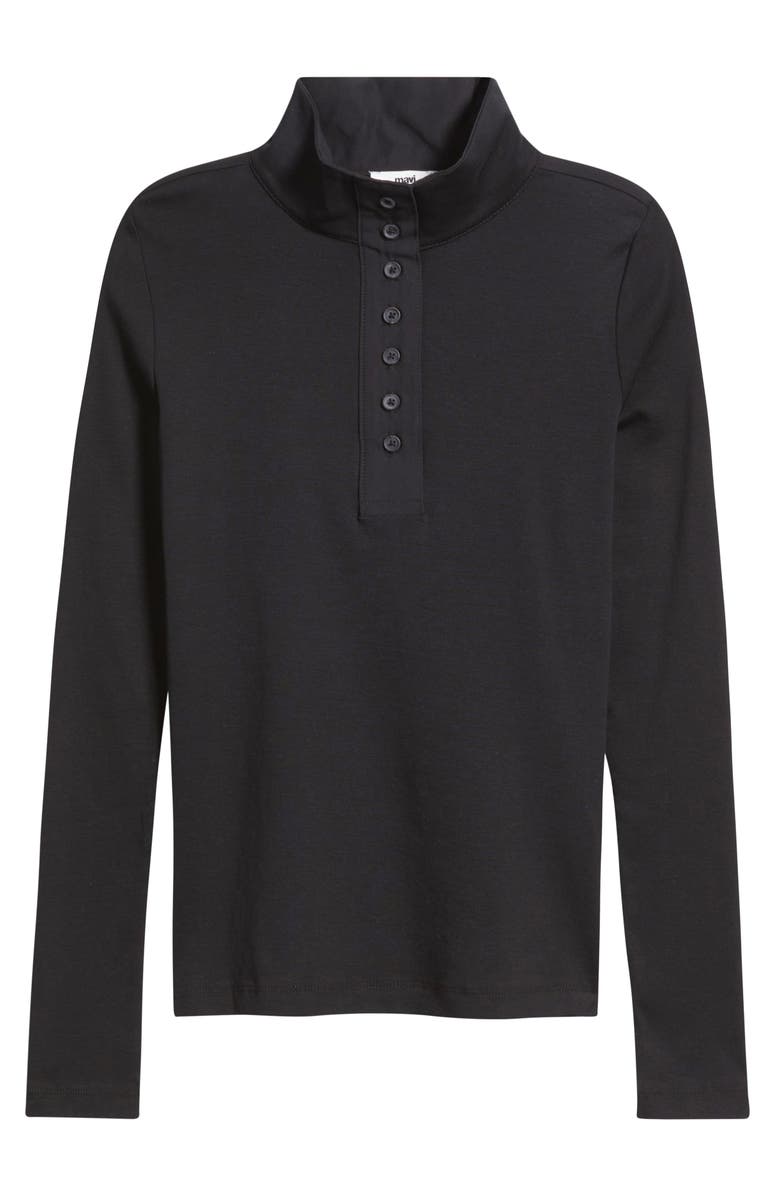 Mavi Jeans Half Button Turtleneck Cotton Top, Main, color, 