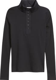 Mavi Jeans Half Button Turtleneck Cotton Top