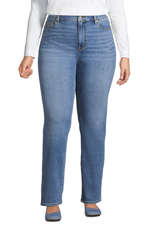 Lands' End Recover High Rise Straight Leg Blue Jeans In Beau Blue