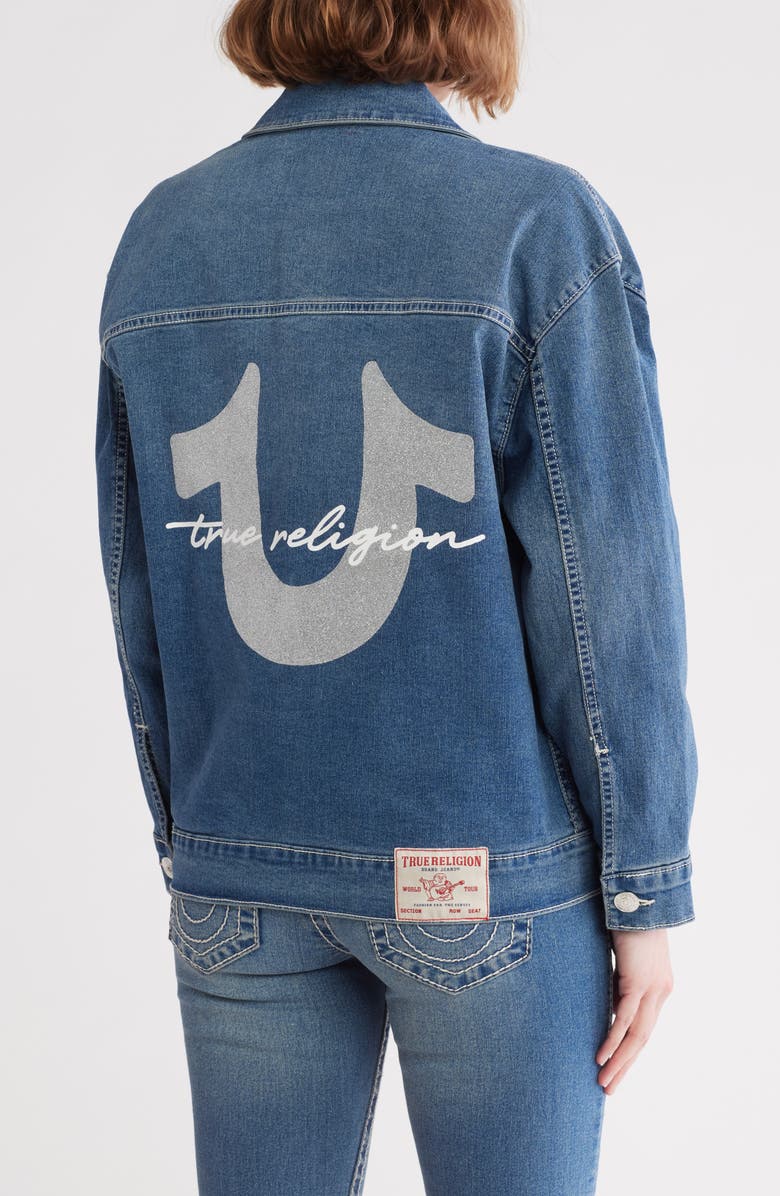 True Religion Oversize Denim Jacket, Alternate, color, Medium Wintry