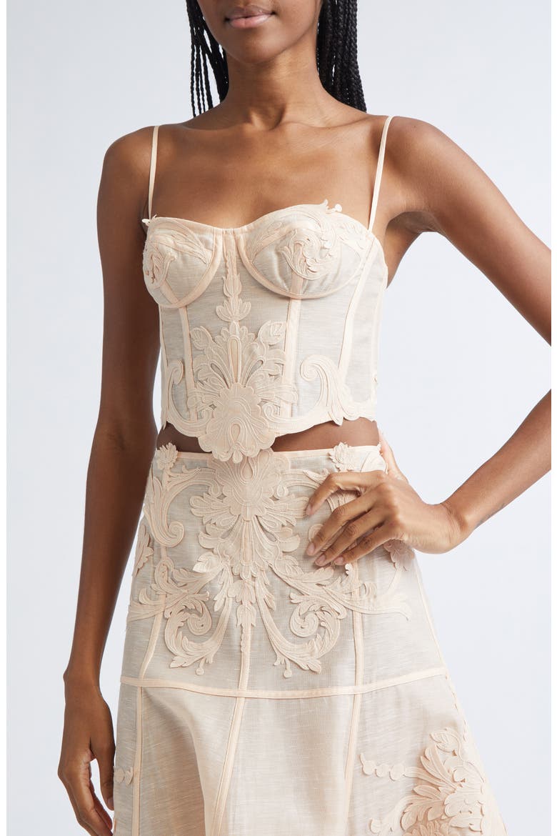 Rebellion Filigree Linen & Silk Camisole, Alternate, color, PEACH