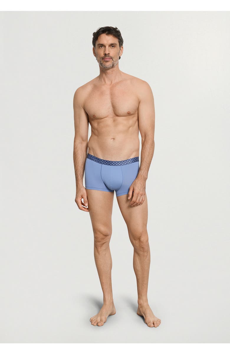 Hanro Micro Touch Boxer Brief Printed Waistband, Alternate, color, Mineral Blue