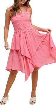 WISHLIST Smocked Handkerchief Hem Minidress