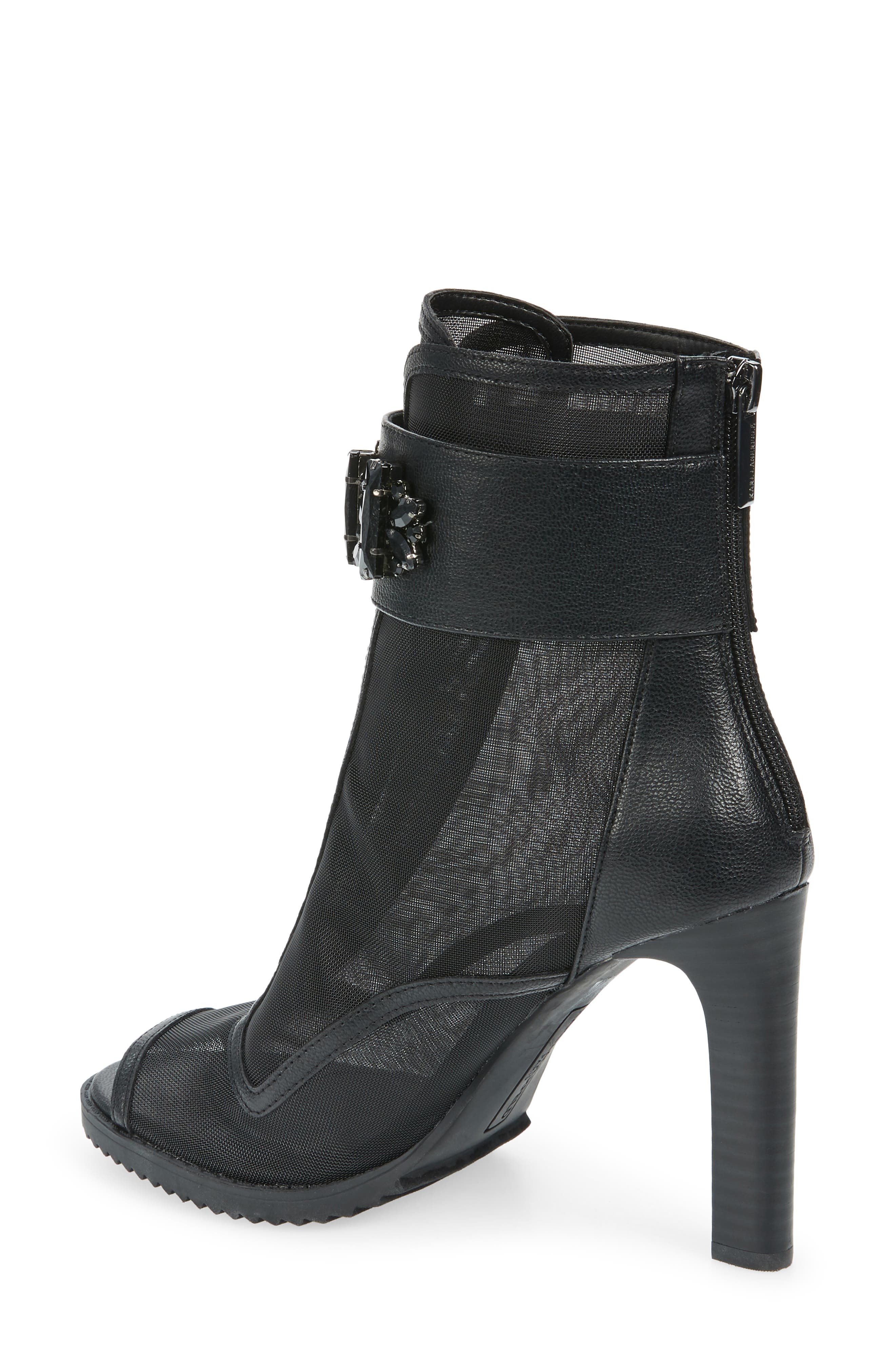 KARL LAGERFELD PARIS Blayze Peep Toe Bootie, Alternate, color, Black