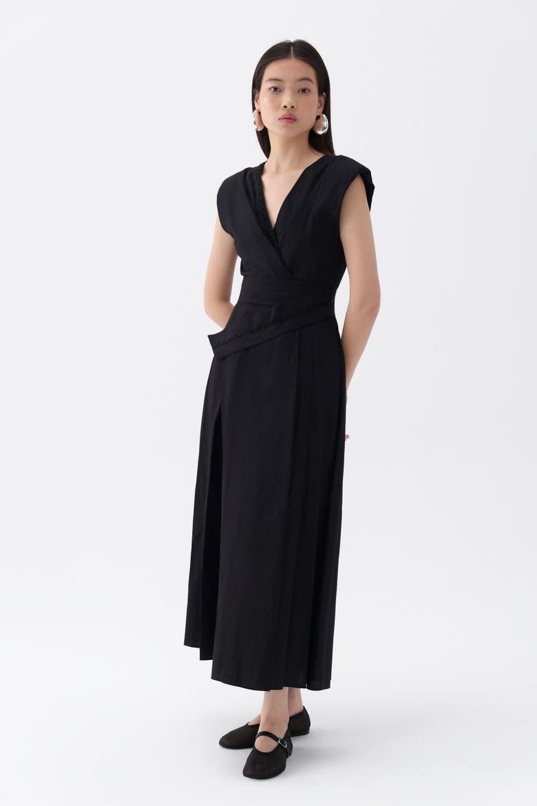 Stone Embroidered Dress, Alternate, color, Black