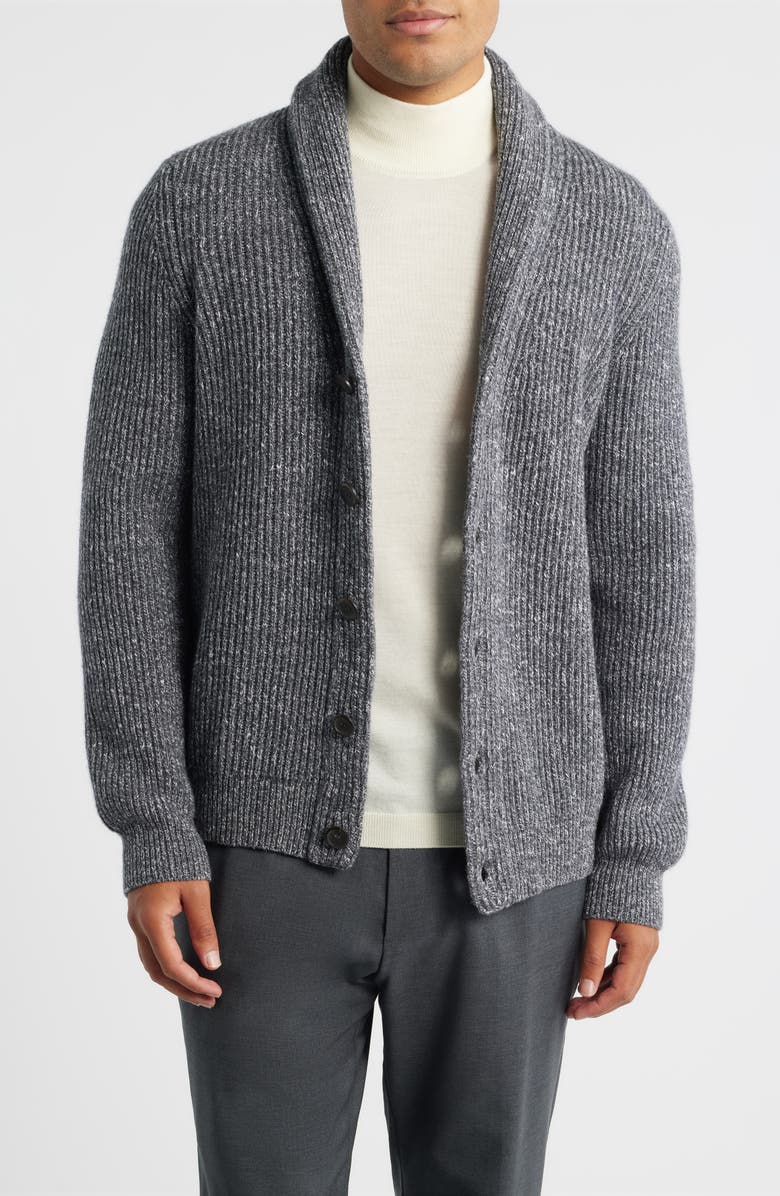 Jack Victor Wool & Silk Shawl Collar Cardigan, Main, color, Grey