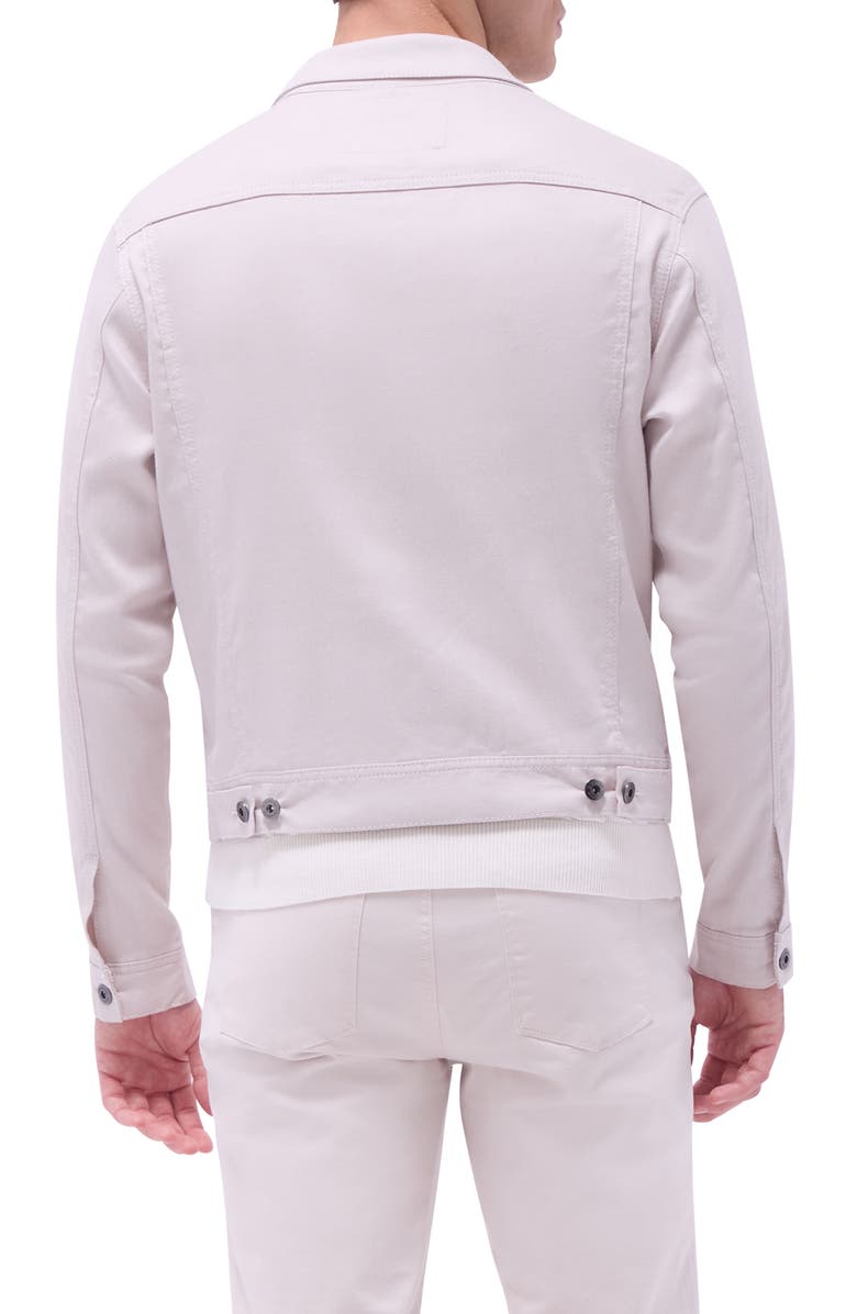 Bugatchi Stretch Linen & Cotton Trucker Jacket, Alternate, color, Stone