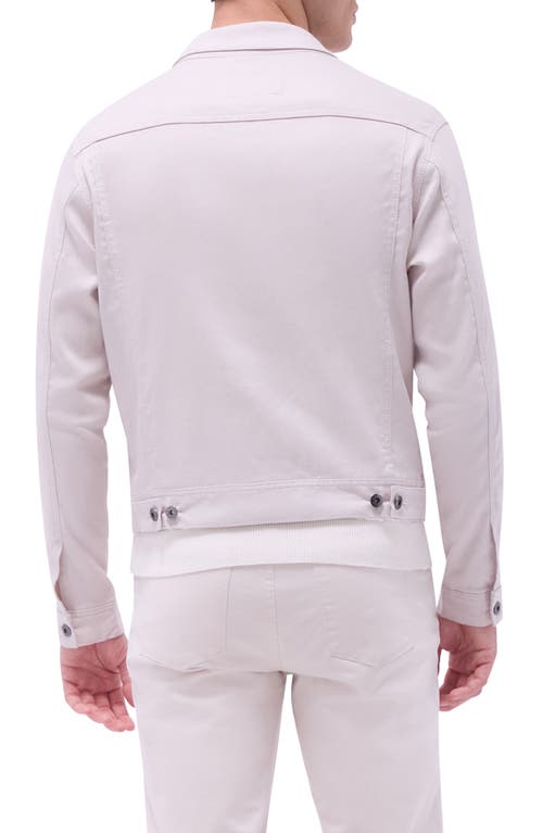 Bugatchi Stretch Linen & Cotton Trucker Jacket In Stone