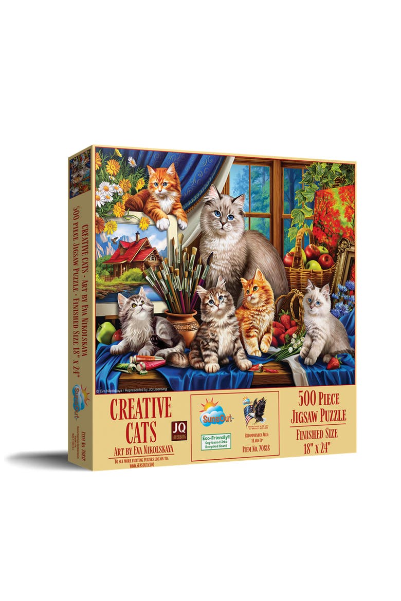 Creative Cats 500 piece Jigsaw Puzzle for Adults, Main, color, Multicolor