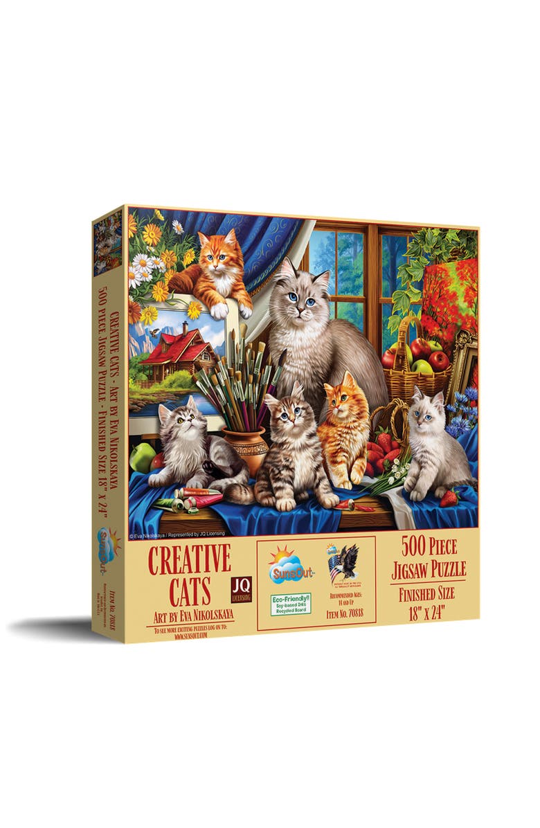 Sunsout Creative Cats 500 piece Jigsaw Puzzle for Adults, Main, color, Multicolor