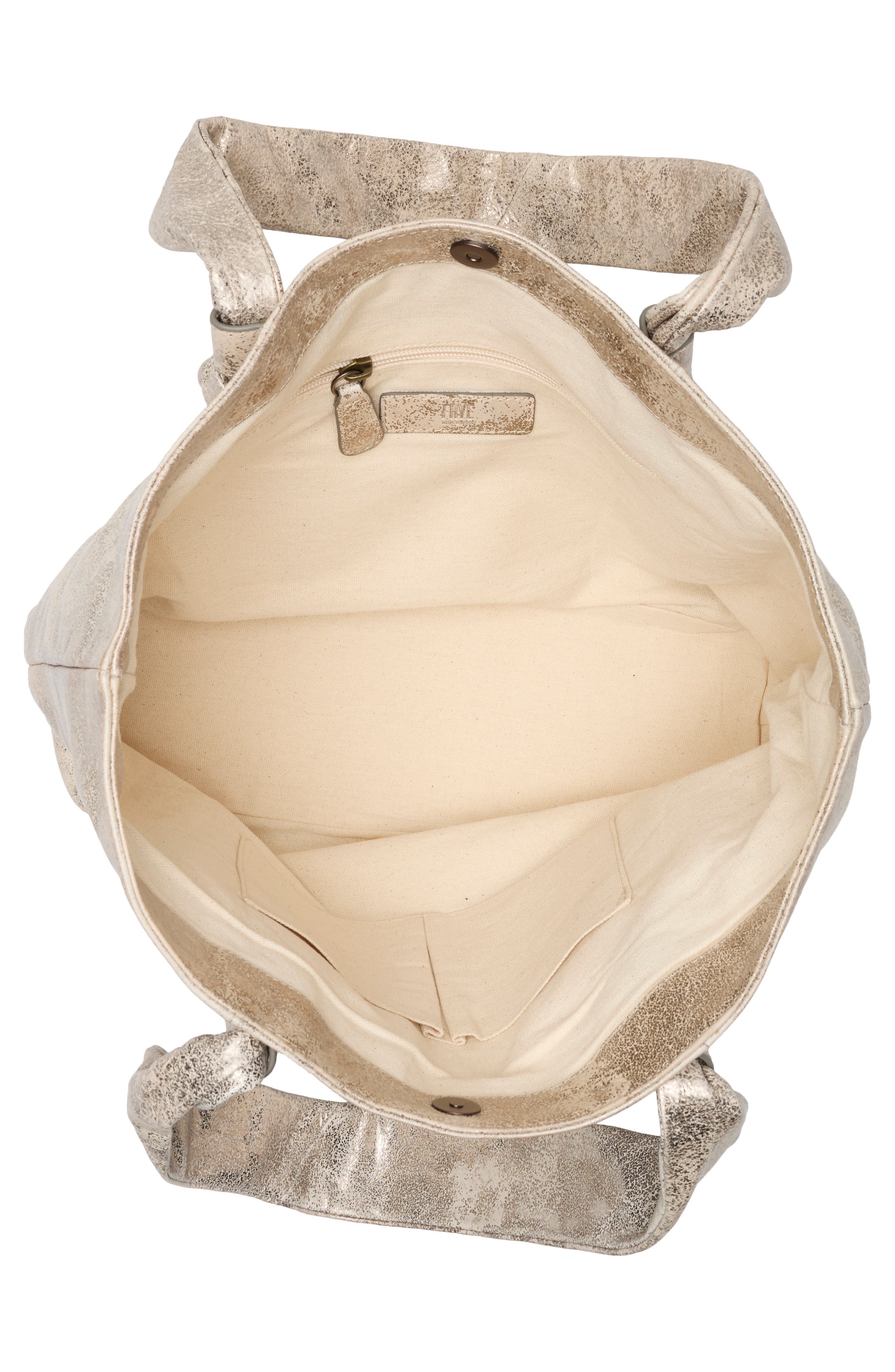 Nora Knotted Strap Leather Tote, Alternate, color, CREAM METALLIC