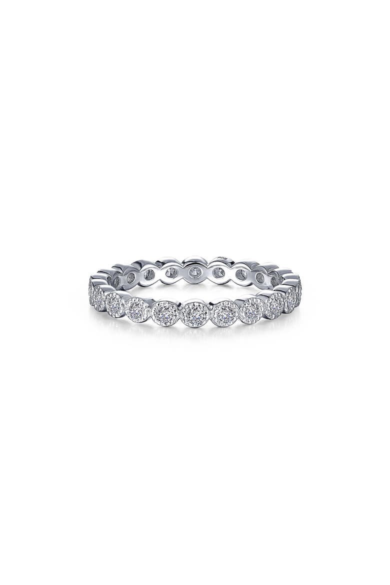 Simulated Diamond Milgrain Eternity Band Ring, Main, color, SILVER/ SIMULATED DIAMOND