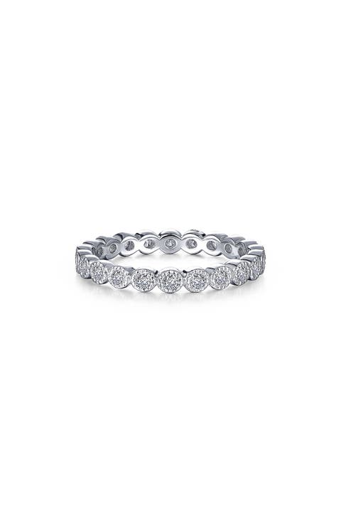 Simulated Diamond Milgrain Eternity Band Ring