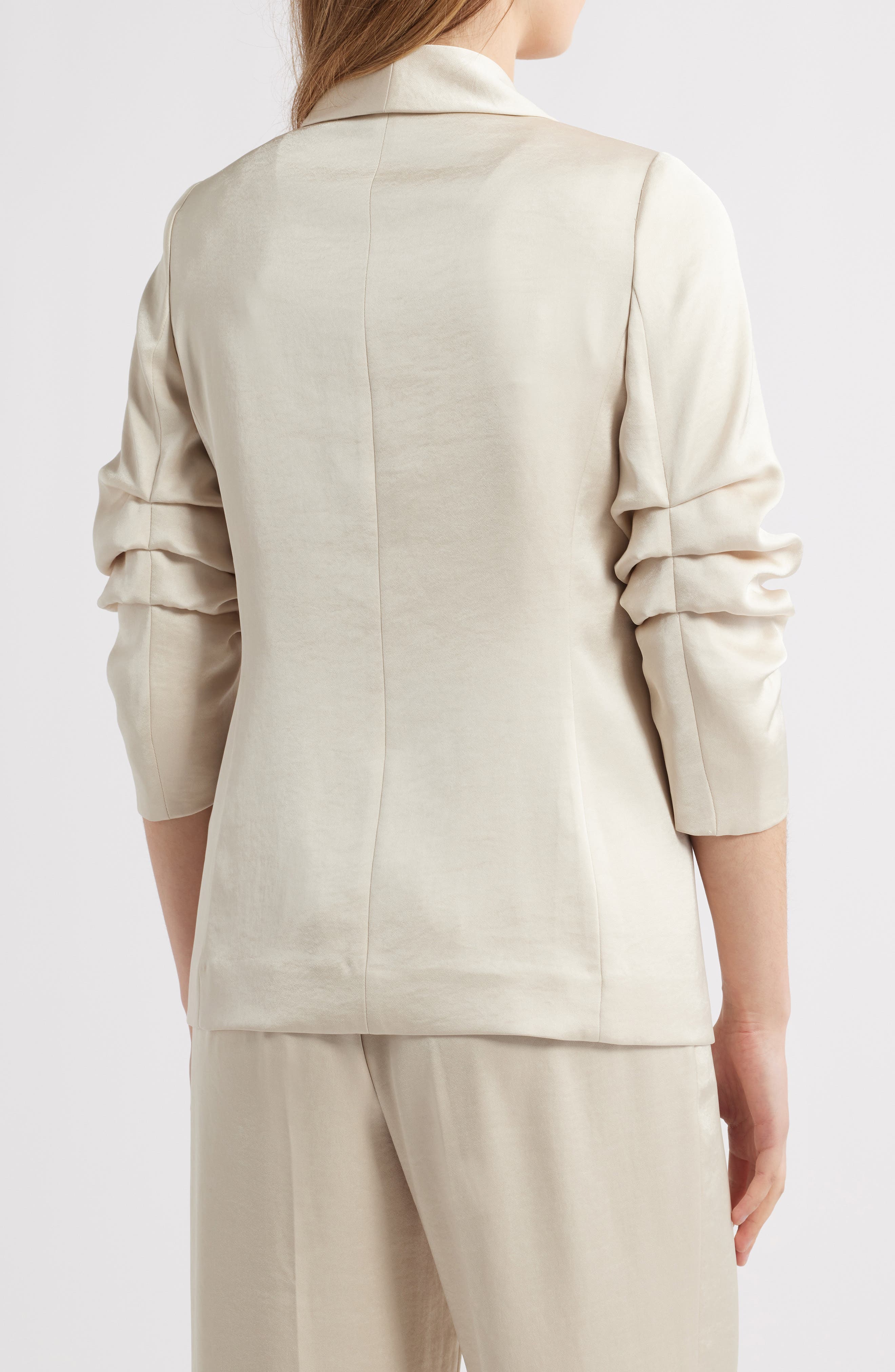 Ruched Sleeve Satin Blazer - image 2