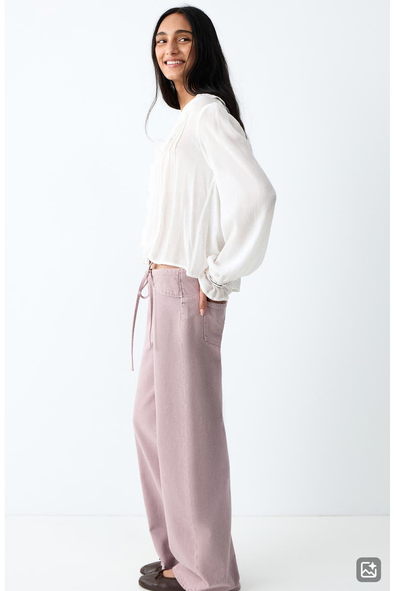 Waist Tie Wide Leg Jeans, Alternate, color, PURPLE