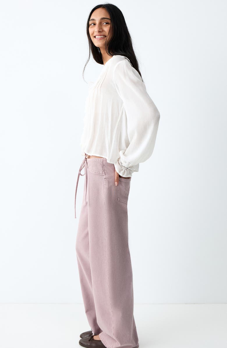 MANGO TEEN Waist Tie Wide Leg Jeans, Alternate, color, Purple