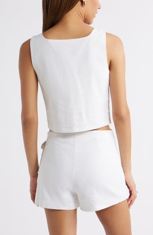 Open Edit Sleeveless Linen Blend Top In White