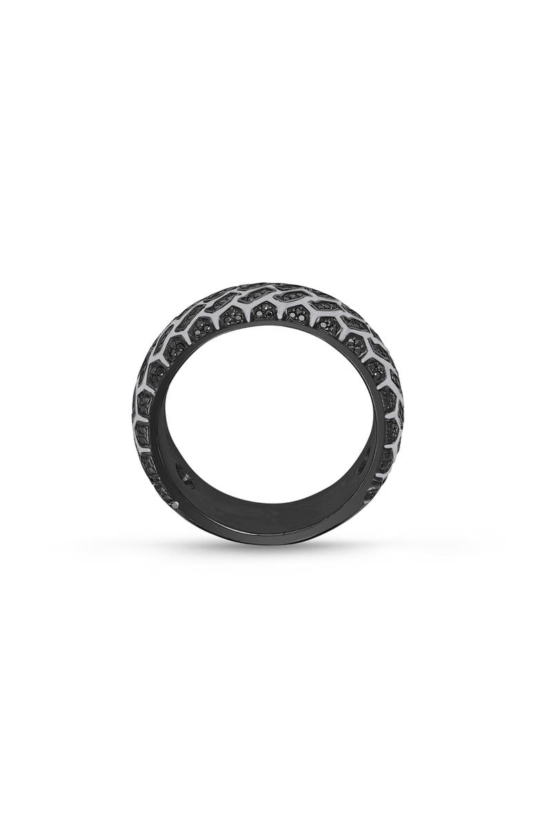LuvMyJewelry Born Tire Tread Silver & Black Diamond Ring, Alternate, color, Dark Grey