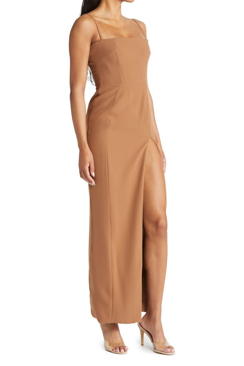 Jaida Corset Princess Seam Stretch Crepe Body-Con Dress, Alternate, color, TOAST