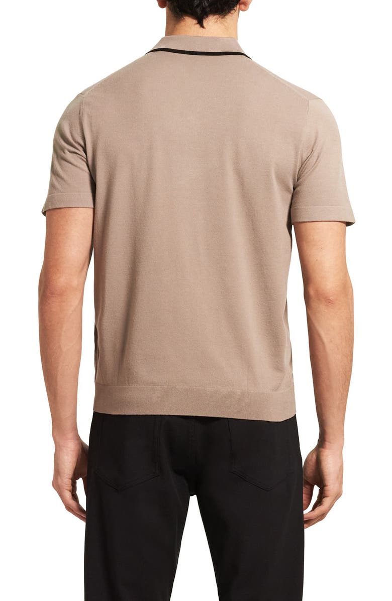 Theory Goris Tipped Solid Polo, Alternate, color, Tapir/ Black