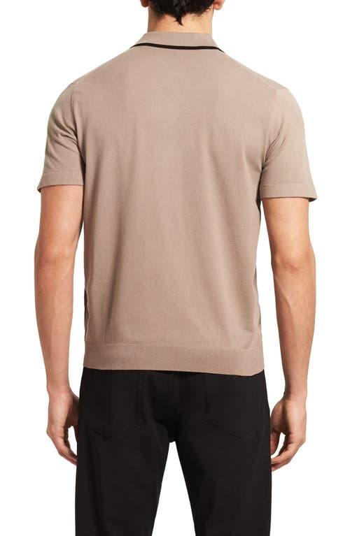 Theory Goris Tipped Solid Polo In Brown