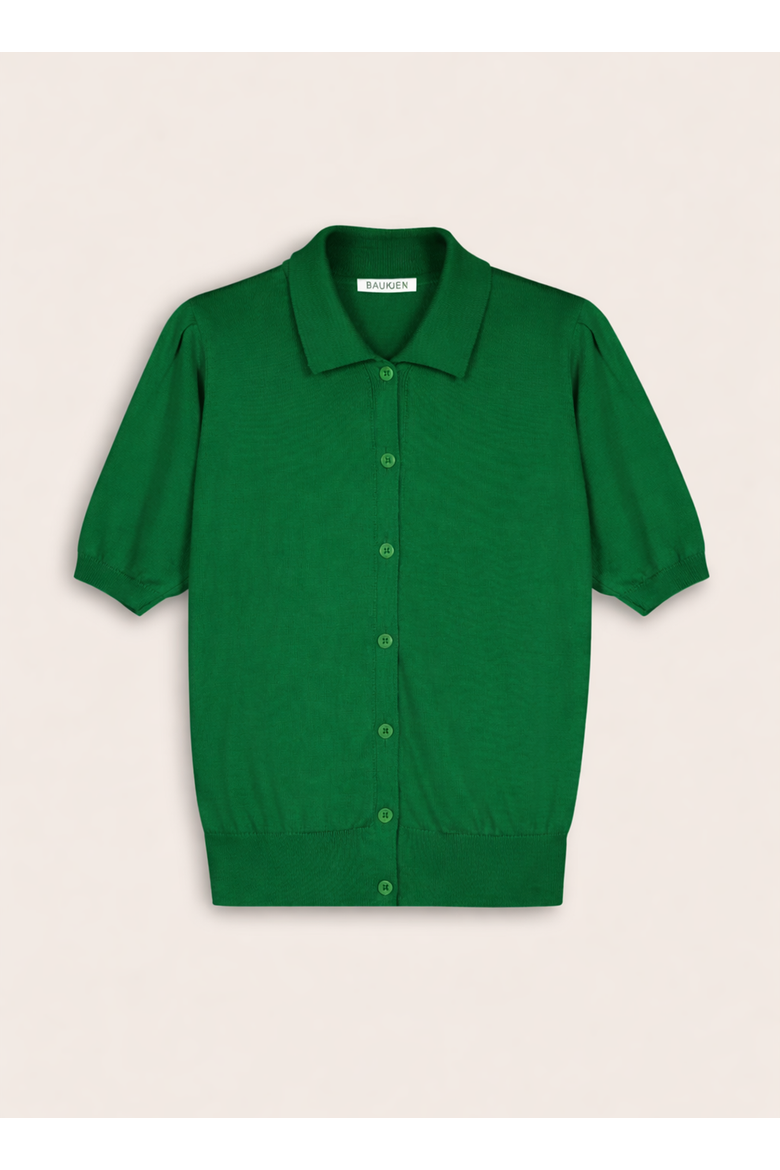 Sara Short Sleeve Collard Cardigan, Alternate, color, Bright Emerald