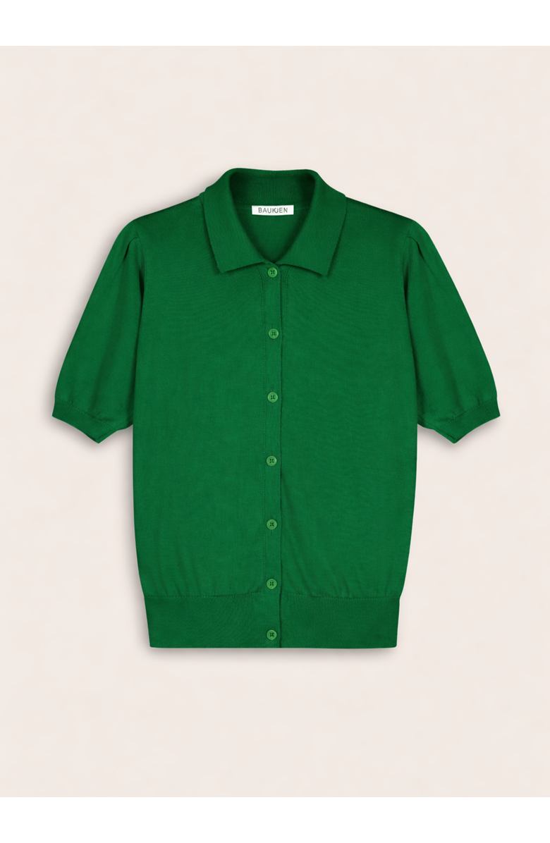 Baukjen Sara Short Sleeve Collard Cardigan, Alternate, color, Bright Emerald