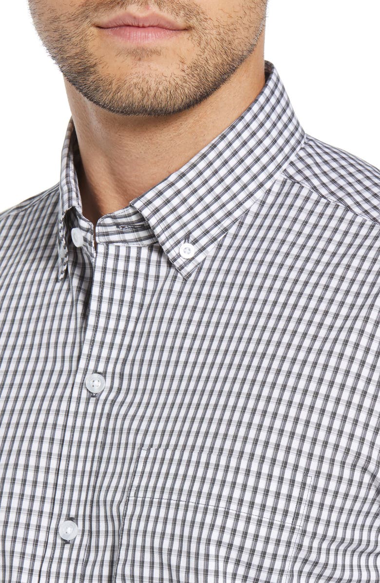 Cutter & Buck Cotton Blend Gingham Shirt, Alternate, color, Charcoal