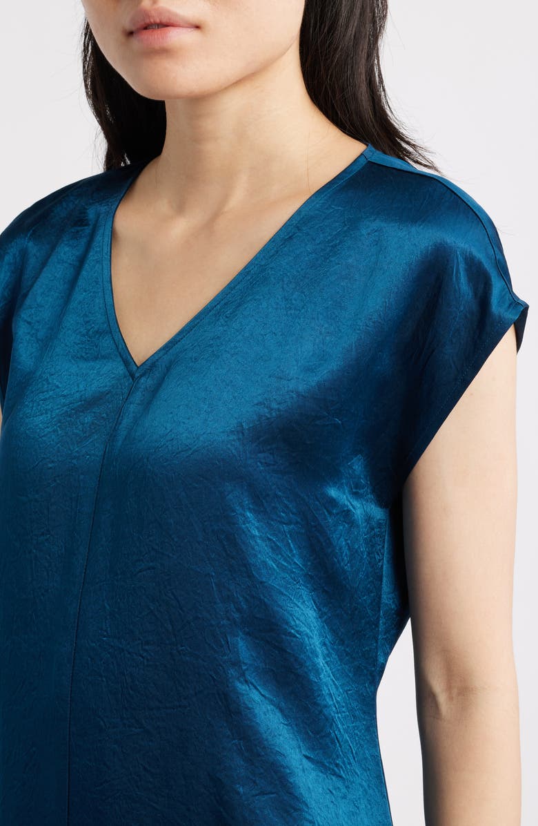 Eileen Fisher Crinkled Satin Dress, Alternate, color, Atlantis