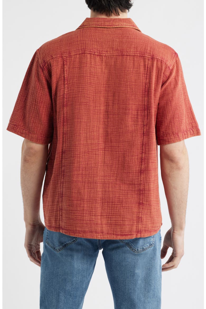 Double Cloth Short Sleeve Button-Up Shirt, Alternate, color, RED