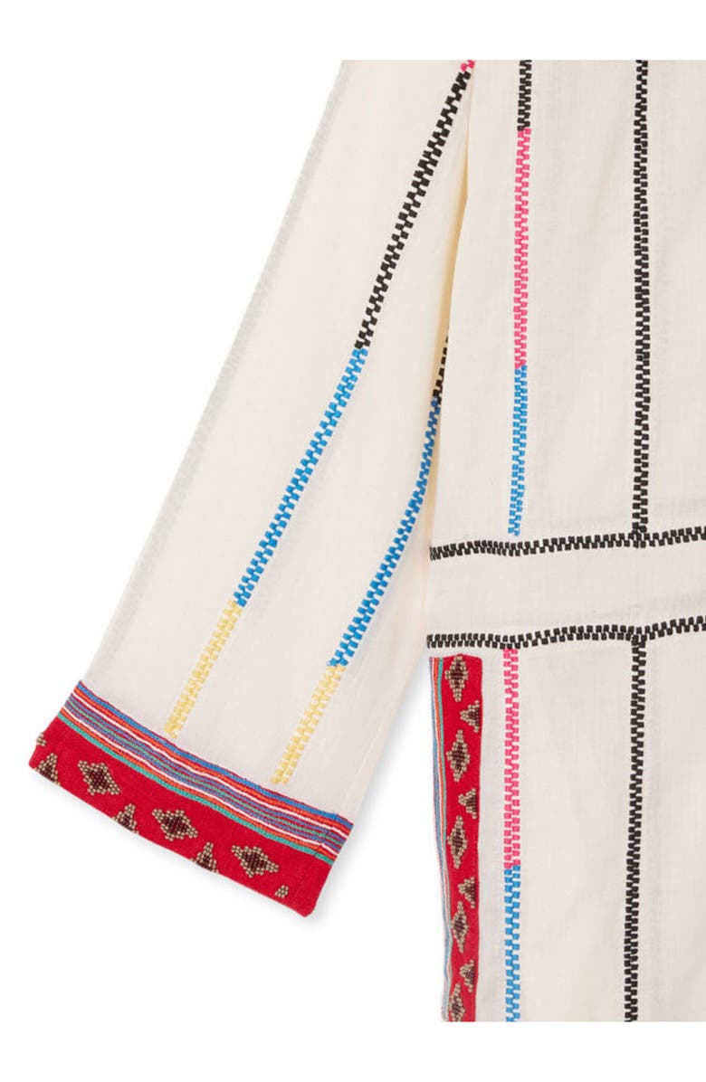 Fortela Adish Bicolor Muslin Caftan Dress, Alternate, color, Ecru