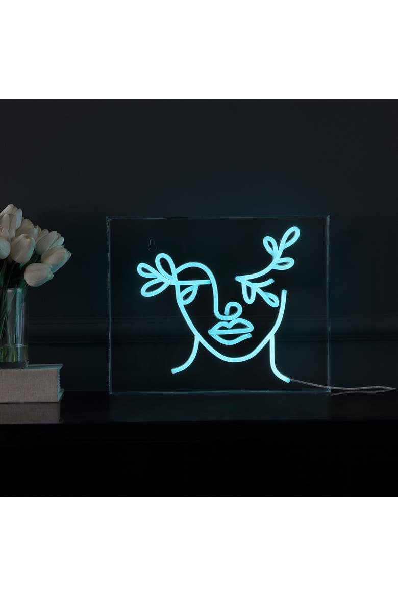 Teary Contemporary Glam Acrylic Box USB Operated LED Neon Light, Main, color, Blue